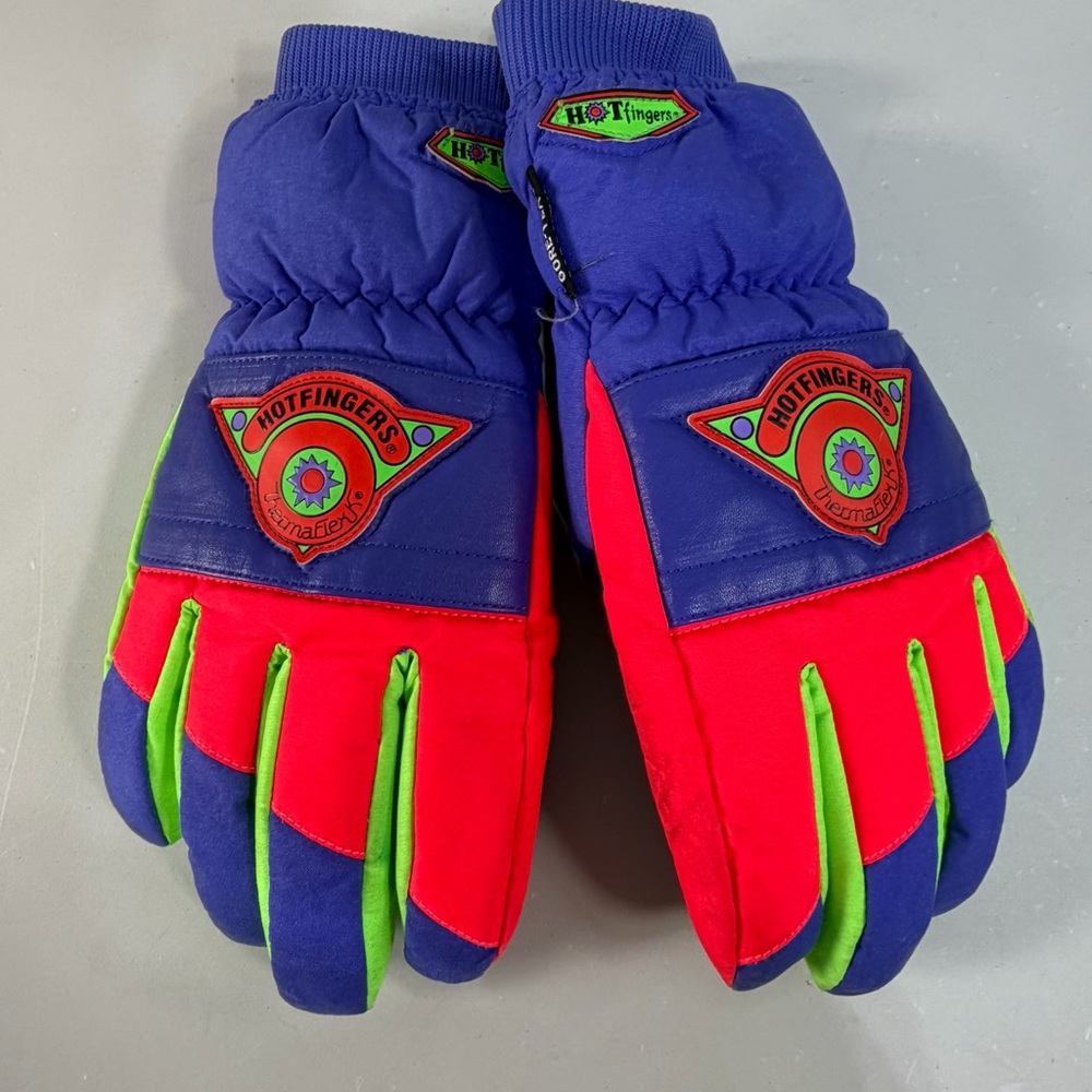 Vintage Hotfingers Insulated Waterproof Winter Ski Gloves 80s Colorful Ladies L